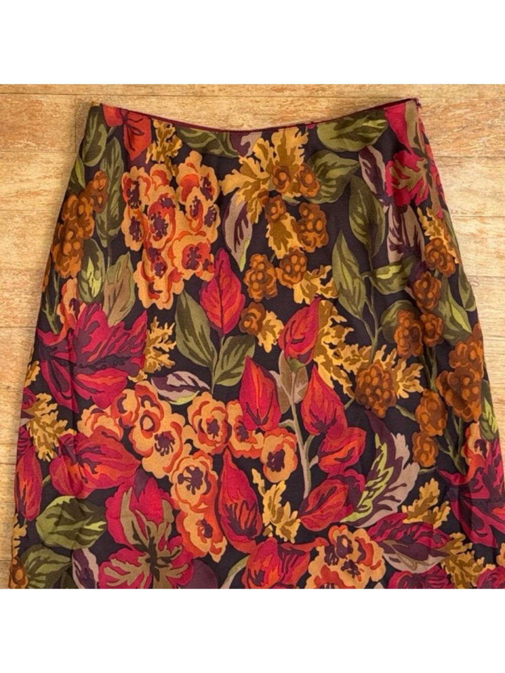 Vintage Floral Silk Midi Dress Size Small 6 26" Waist 90s Crepe Cottagecore Flow - Picture 4 of 7